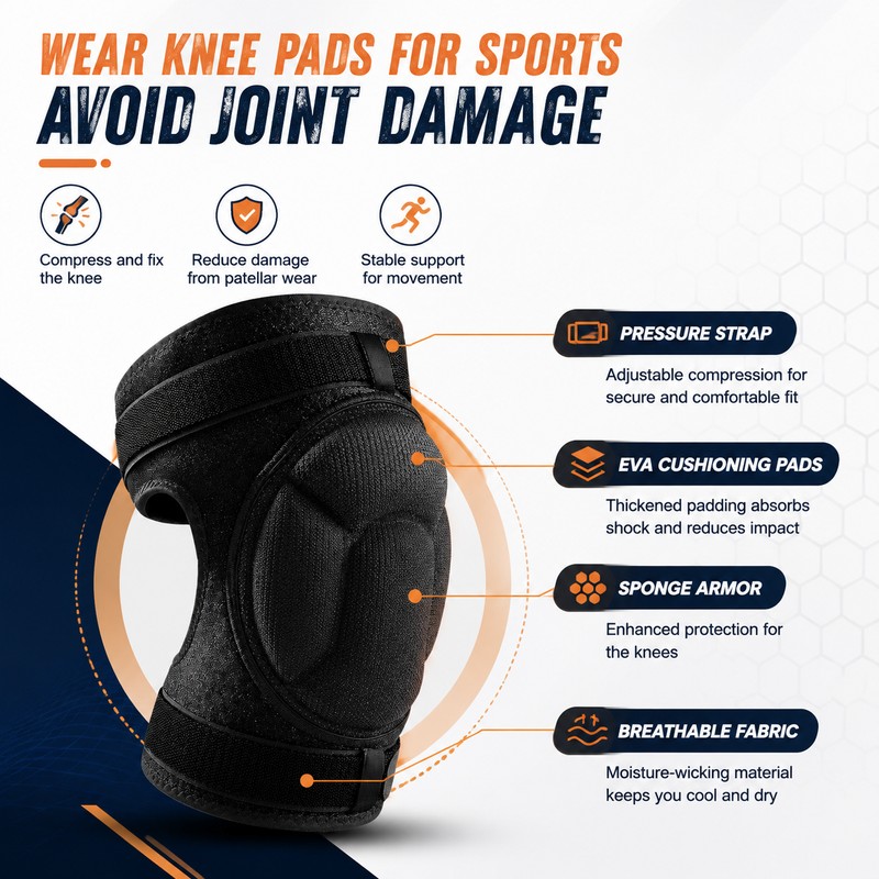 Protective Knee Pads for Volleyball & Sports – Thick Sponge