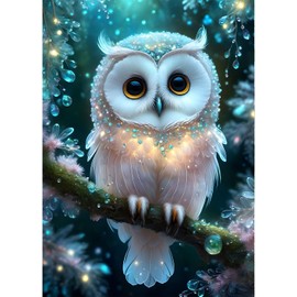 QINRUBB Owl Diamond Painting Adults, 5D Fantasy Diamond Painting Pictures Beginners, DIY Round Full Drill Dreamland Diamond Painting Embroidery Set Cross Stitch Gifts Home Wall Decor 30 x 40 cm