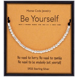 Suyi Morse Code Bracelet for Women Girls Inspirational Sterling Silver Bead Bracelet Gifts for Sister Daughter Friend Mother Wife Be Yourself