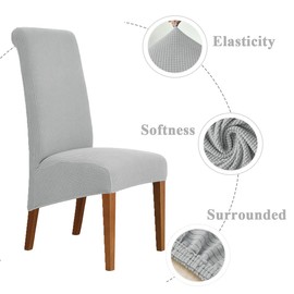 Odot Light Grey Chair Covers, Dining Chair Covers Set of 2, Stretch Corn Velvet Dining Room Slipcovers, Washable Removable High Back Slipcovers