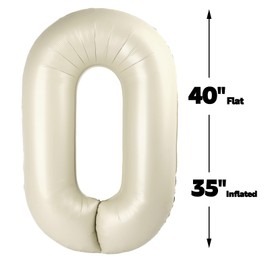 Cream White 40 Inch 0 Number Balloons, 0 Decorations for 10 20 30 40 50 60 70 80 90 100Birthday, Foil Giant Birthday Graduations Anniversary Party Balloons