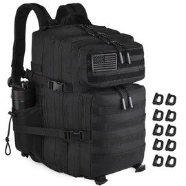R.SASR Black Tactical Backpack, Military Backpack, Molle Backpack (Black-2.0)