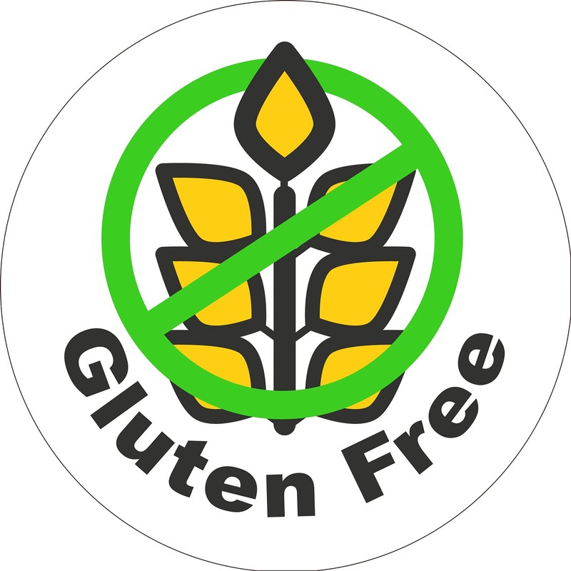 144 Gluten Free Stickers - Green - 30mm Glossy Food