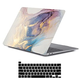 LanBaiLan Compatible for MacBook Pro 13 inch with Touch Bar 2020 2019 2018 2017 2016 Release M1 A2338 A2289 A2251 A2159 A1989 A1706 A1708, Laptop Hardshell Case and Keyboard Cover, Colorful Marble