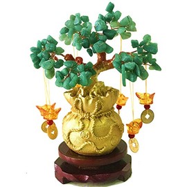 Picmoo Feng Shui Citrine/Citrine Money Tree and Citrine Tree, Faucet Crystal Tree/Chinese Dragon Fortune Crystal Tree/Gift Tree (Green)