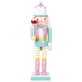 BESPORTBLE 25CM Christmas Nutcracker Soldier, Pink Wooden Nutcracker Figure, Nutcracker Soldier Festive Ornament for Xmas