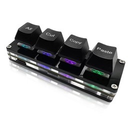 BTXETUEL Mini teclado de 4 teclas Seleccionar todo corte Copiar Pegar Macro Pad Ctrl A X C V Atajo Teclado con una sola mano RGB Gaming Teclado mecánico OSU Teclado programable para trabajar y jugar