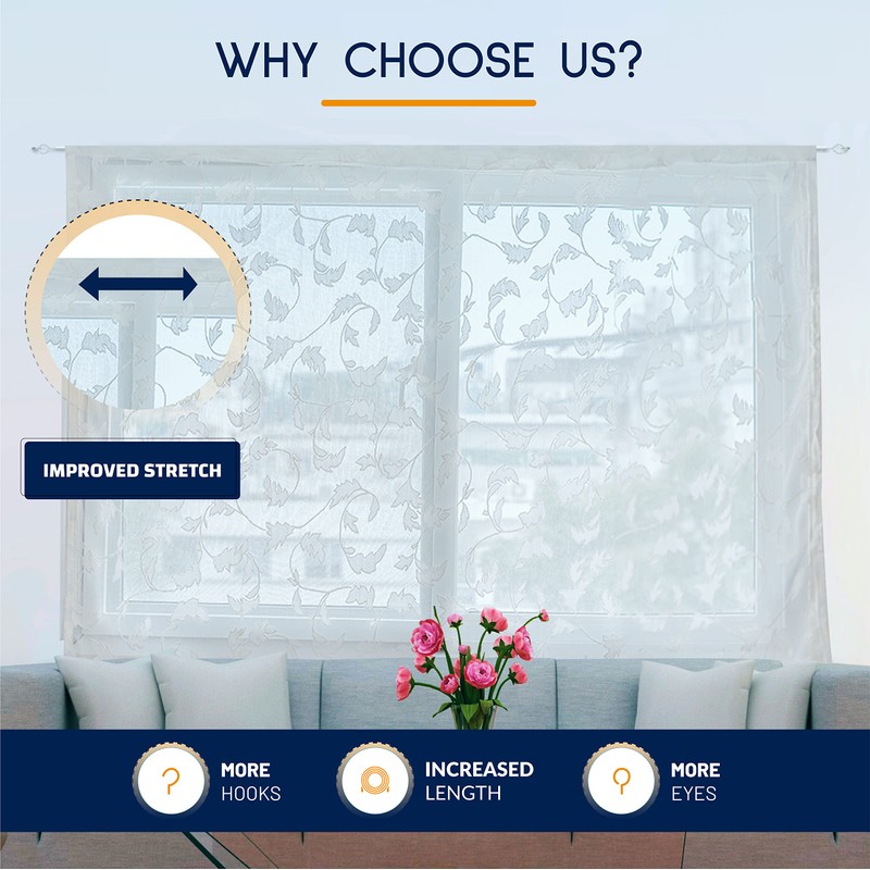 Dikots Net Curtain Wire and Hooks Set - 4M Curtain