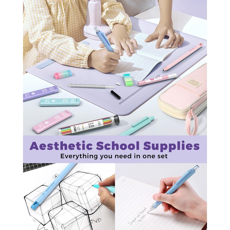 Four Candies 36PCS Aesthetic School Supplies, Mechanical Pencils 0.5mm, 0.7mm,