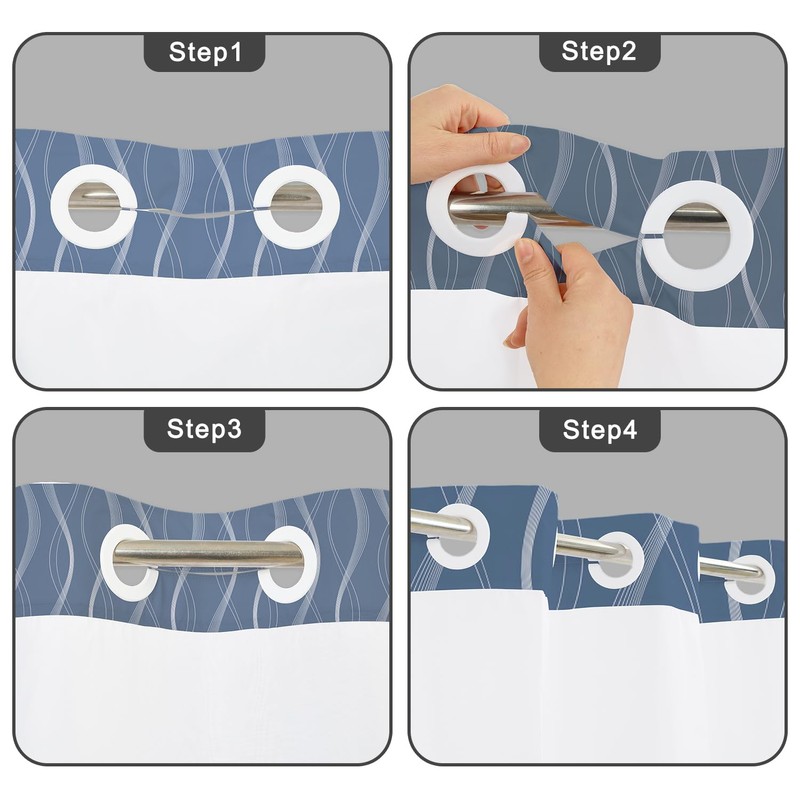 NAEMBCU No Hook Shower Curtain and Liner Set 71" x