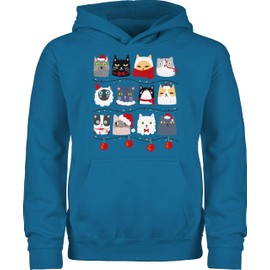 Shirtracer - Children's Hoodie Boys Girls - Gifts Christmas - Cats for Christmas, 5 Sky Blue