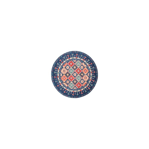 SAFAVIEH Aspen Collection 5' Round Navy/Orange APN515N Handmade Boho Premium