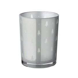 EDZARD Tani Lantern Height 13 cm, Diameter 10 cm, Fir Motif, Grey
