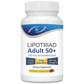 Lipotriad Suplemento de vitaminas y minerales para los ojos (90 cápsulas blandas, suministro para 3 meses) con luteína, zeaxantina y omega 3 para una 