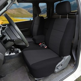 Fioqe Front 60/40 Bench Seat Covers for Toyota Tacoma 1995 1996 1997 1998 1999 2000 - Water-Resistant Polyester Protectors with Headrest & Console Covers, Easy to Clean-Black