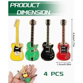MOPZIJA 4 Piece Guitar Brooch, Cute Electric Guitar Pin Set, Musical Instrument Badge, Lapel Pin for Shirt, Sweater, Coat, Backpacks, Music Brooch, Bijouterie