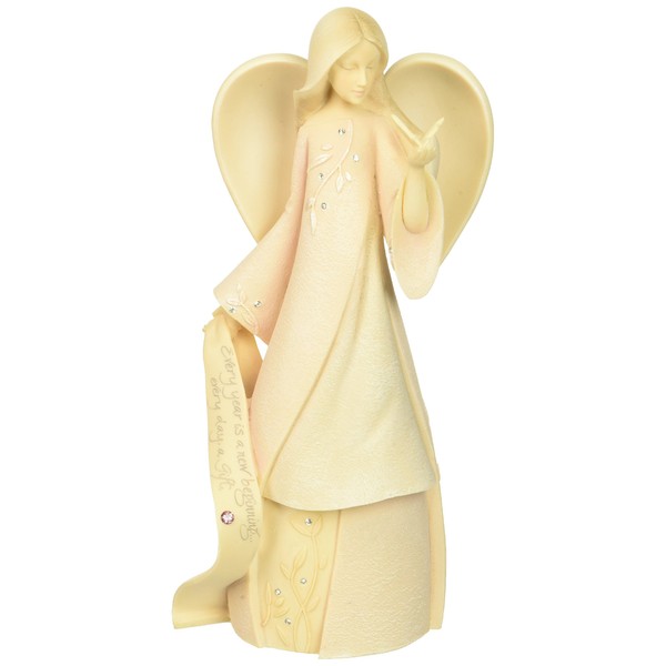 Foundations October Monthly Angel Stone Resin Figurine, 7.5”