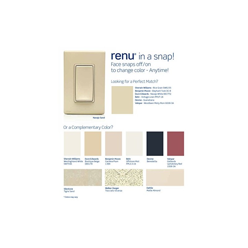 Leviton Renu Two-Gang Screwless Snap-On Wallplate, REWP2-NS, Navajo Sand