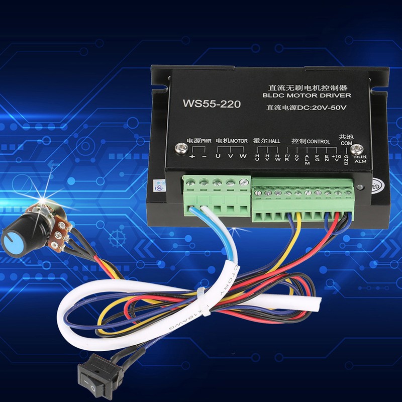 WS55-220 DC 48V 500W CNC Brushless Spindle BLDC Motor Driver
