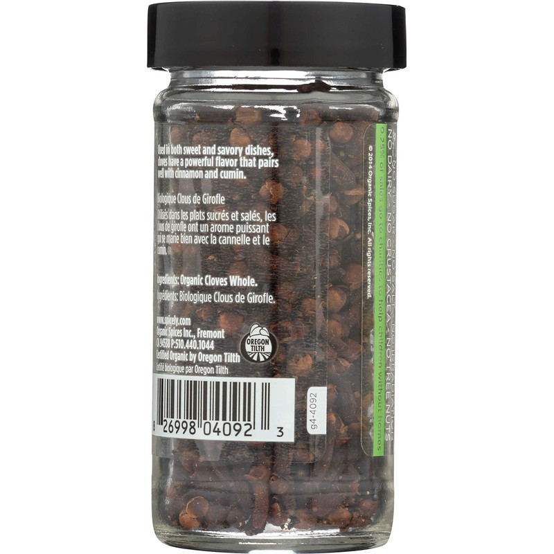 Spicely Organics USDA Certified Organic Cloves Whole, No Artificial Colors