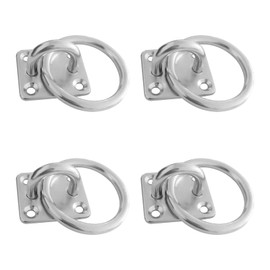 JVHLOV 4 Pcs 30mm x 35mm Tie Ring on Plate, Tie ring galvanized with Mounting plate Ring, for Connectivity Horses Bar ring Crib ring To tie hooks