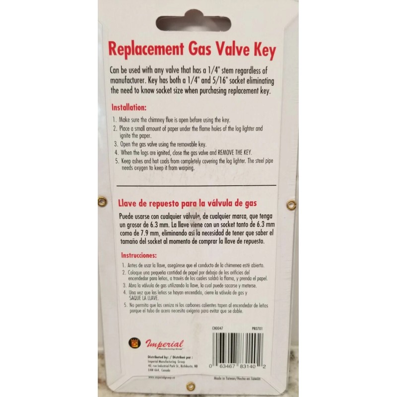 Universal IMPERIAL 3" Universal Gas Valve Key CH0047 for 1/4"