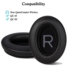 Ersatz Ohrpolster für Bose Quietcomfort 45 Kopfhörer - kompatibel mit QC45 Over-Ear Kopfhörer, Ersatz-Kissen mit weicherem Protein Leder, Geräuschisolierender Memory Foam