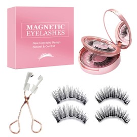 Magnetic Eyelashes, Natural Look, Double Magnetic False Eyelashes without Eyeliner with Applicator without Glue, Easy to Use, Comfort
