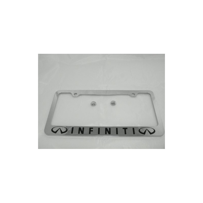Fit Infiniti Polished Stainless Steel License Plate Frame w/Caps