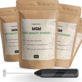 Cupplement - 4 bags of MSM powder 60 grams - Free scoop & frother - MSM preparations - Highest quality powder