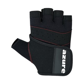 Amara Leather Weight Lifting Gloves Black Men Gym Fitness Workout, Anti Slip Padded Full Palm Protection, Women Bodybuilding Strength Training Exercise, Half Finger Cycling Rowing Climbing Large