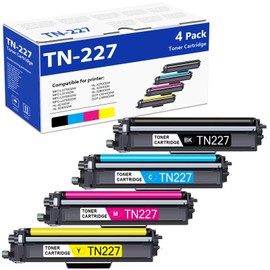 TN227 High Yield Toner Cartridge 4 Pack TN 227 TN-227BK/C/M/Y Replacement for Brother TN227 TN223 TN-227 HL-L3270CDW HL-L3210CW HL-L3230CDW HL-L3230CDN HL-L3290CDW Printer (TN-227BK/C/M/Y)
