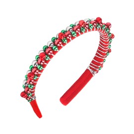 Doneace Christmas Headband Christmas Bell Hairband Red Green Silver Tone Bells Headbands for Women Girl Hair Accessories Holiday Xmas Party Hair Hoop (1Pcs Red)