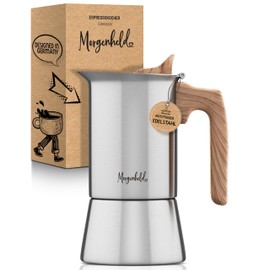 Morgenheld Espresso Maker for 4 Cups [200 ml] Made of Rustproof Stainless Steel - Mocha Pot, Espresso Jug Suitable for All Hob Types - Dishwasher Safe