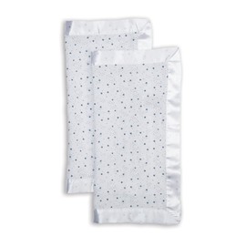 Lulujo Security Lovey Blankets| Unisex Softest Breathable Cotton Muslin Security Blanket Set with Silky Satin Trim| Neutral Comforting Blanket for Girls & Boys | 16in x 16 in| Stars