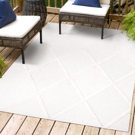 JONATHAN Y IBZ101D-4 Salines Diamond Trellis Indoor Outdoor Area Rug Bohemian Geometric Easy Cleaning Bedroom Kitchen Backyard Patio Porch Non Shedding, 4 X 6, Ivory