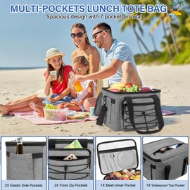 TEUEN Insulated Lunch Box for Women Men, 15L Large Reusable Lunch Bag, Leakproof Cooler Bag for Adults, Durable Waterproof Lunchbox with Adjustable Shoulder Strap for Work Picnic Beach