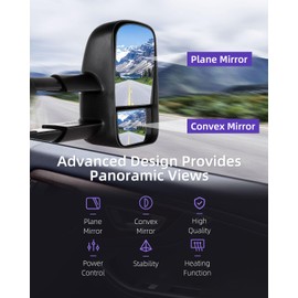 ANPART Towing Mirrors Fit for 2002 for Chevy Avalanche 1500/2500 1999-2002 for Chevy Silverado 1500/2500 for GMC Sierra 1500/2500 Tow Mirrors With LH and RH Side Power Regulation with Heating