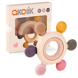akolik Juguetes Para La Dentición De Bebés, Mordedores De Silicona, Mordedores De Agarre, Accesorios Para La Dentición De Recién Nacidos Sin Bpa Para 