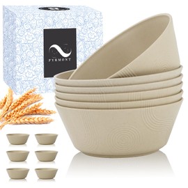 PYRMONT 36 OZ Cereal Bowls Wheat Straw Bowls Set of 6 - Alternative for Plastic Bowls Reusable Soup Bowls Microwave & Dishwasher Safe Unbreakable Bowls Kitchen for Cereal,Salad, Rice,Ramen - Beige