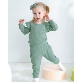 Mioglrie Toddler Girl Clothes 12 18 Month Girl Clothes Baby Girl Fall Winter Outfits Girls Clothing Green Sweatshirts Pants Set