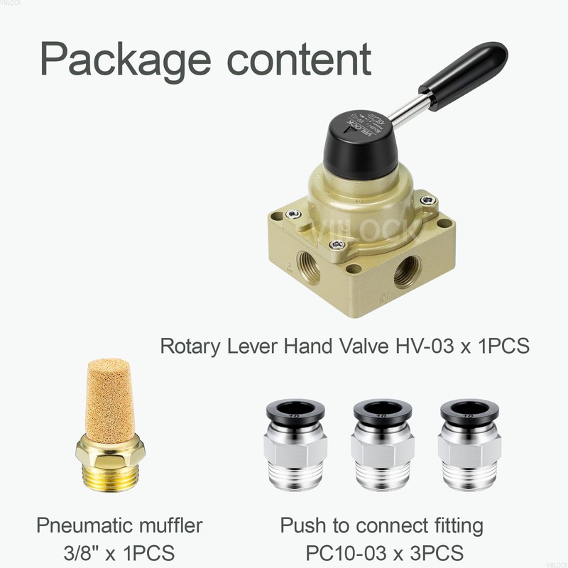 VIILOCK Rotary Lever Hand Valve HV-03, 3 Position 4 Way