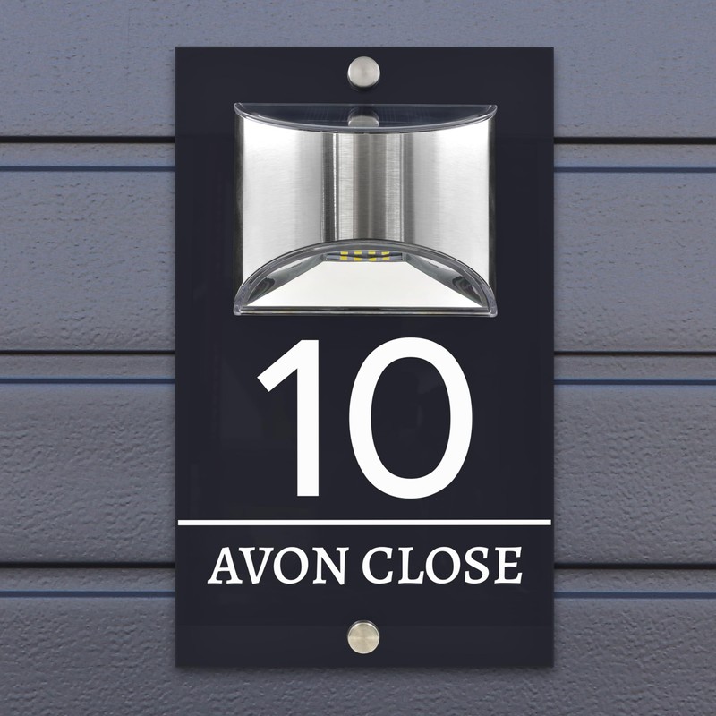 Custom Signs Solar Illuminated Modern Anthracite House Number Sign 24cm