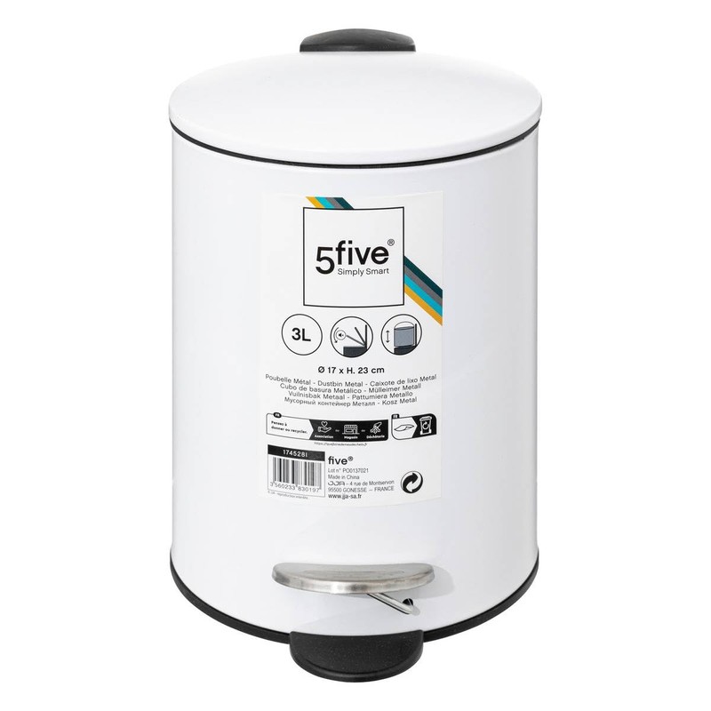 5five - Metal Bin Soft Close 3 L Colorama White