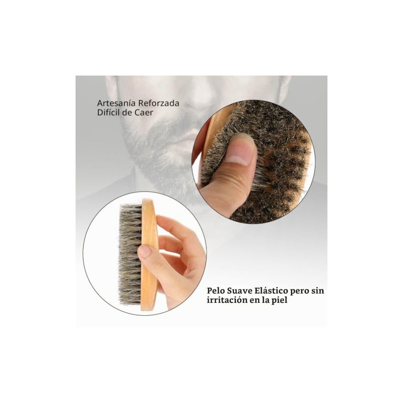 Set de cepillo y peine de barba de cerdas naturales