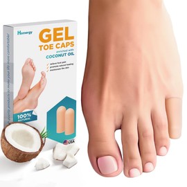 Homergy Original Soft Gel Toe Cap - 2 Pinky Protectors for Women & Men, Cushioning Sleeves to Provide Relief from Missing/Ingrown Toenails, Corns, Calluses, Blisters, Hammer Toes