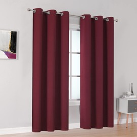 DUALIFE Burgundy Blackout Curtains Panels for Living Room 84 Inches Long Thermal Insulated Burgundy Red Solid Window Curtain Panels with Grommet for Living Room 42X84 Inch Length