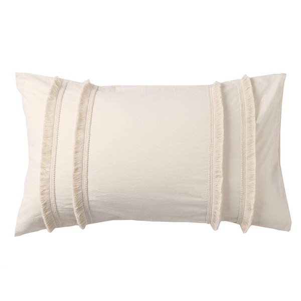 Flber US Fringed Sham Set Boho Cotton Pillow Covers,18.9in x29.1in,Set of 2