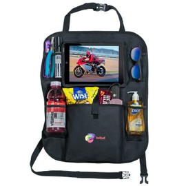 Durable Backseat Car Organizer- Kick Mats Back Seat Protector- Heavy Duty Car Organizer for Kids with Touchable Tablet Holder and Extra Storage Pockets, Car Travel Accessories, Perfect for Travel, Car