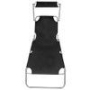 Sunlounger Black Powder-Coated Aluminum Standard Foldable, Sunloungers, 47770